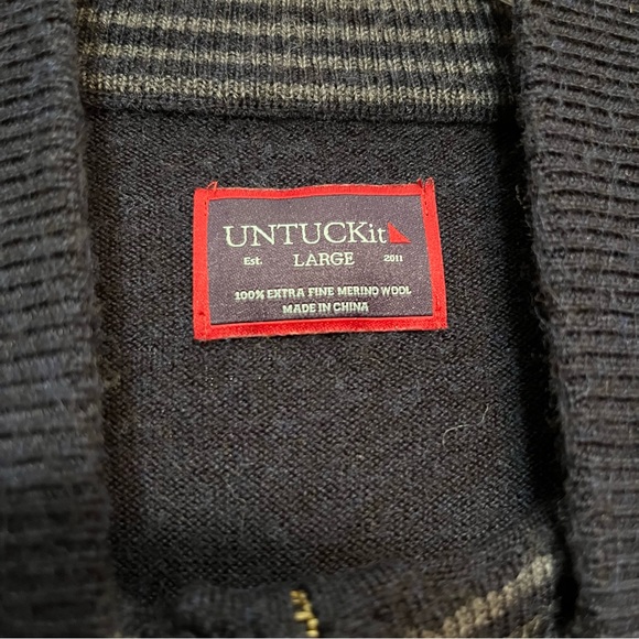 Untuckit Blue Fine Marino Wool Sweater Size Large - Picture 2 of 9